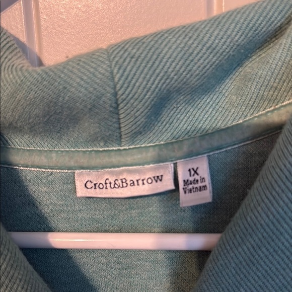 Croft & barrow 1X Teal Pullover Sweater with Button Detail - Picture 2 of 6